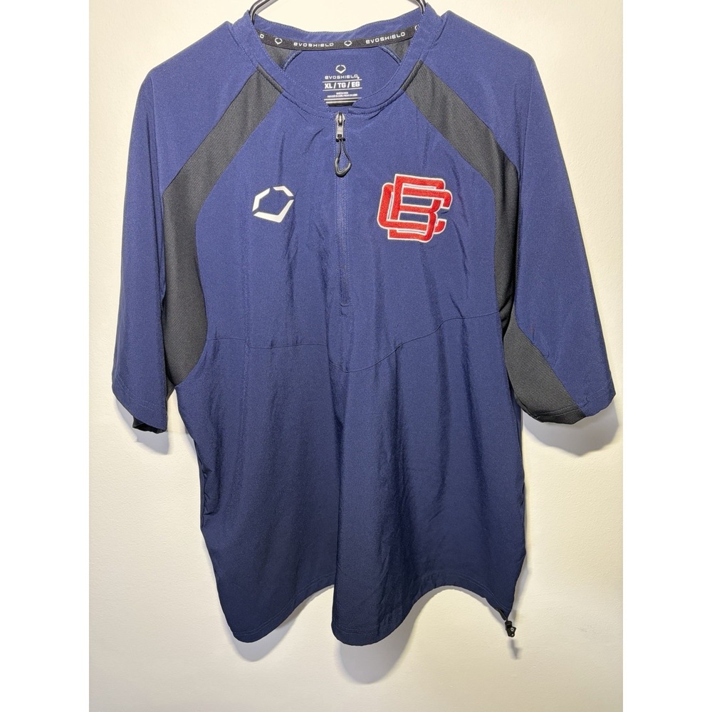 EvoShield Men's XL Blue 1/4 Zip Pullover T-Shirt Raglan 3/4 Sleeve